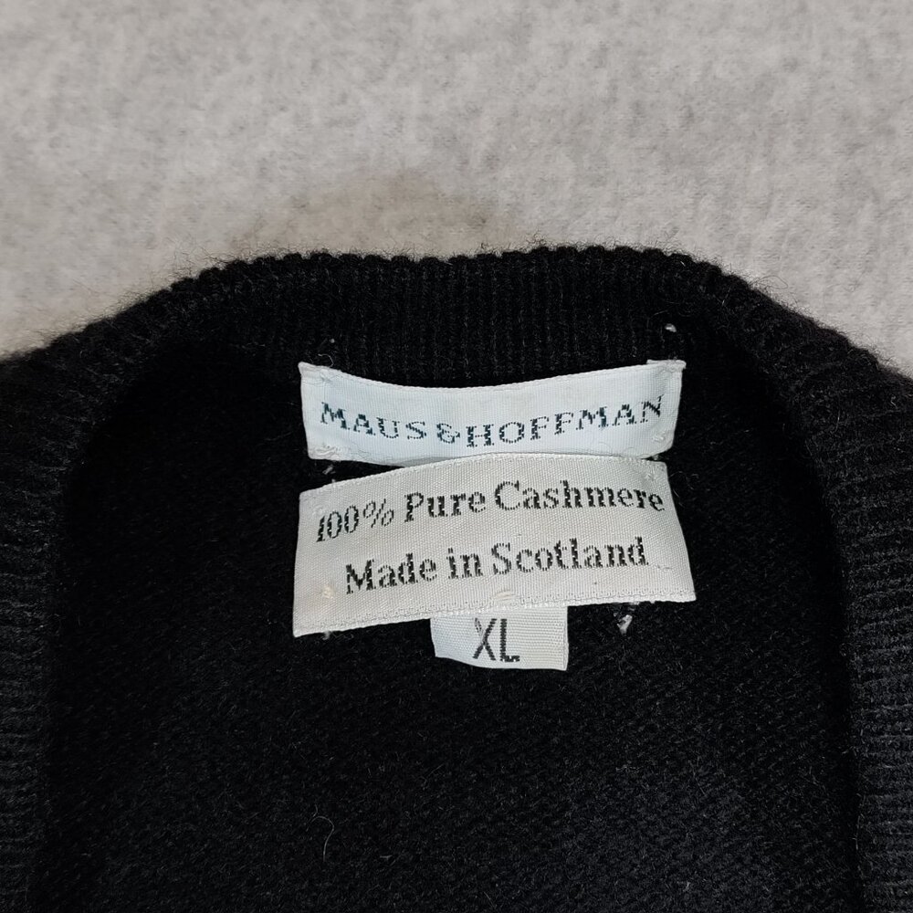Maus & Hoffman Sweater Mens XL Black Argyle V-Nech Cashmere Pullover Scotland - Picture 3 of 6